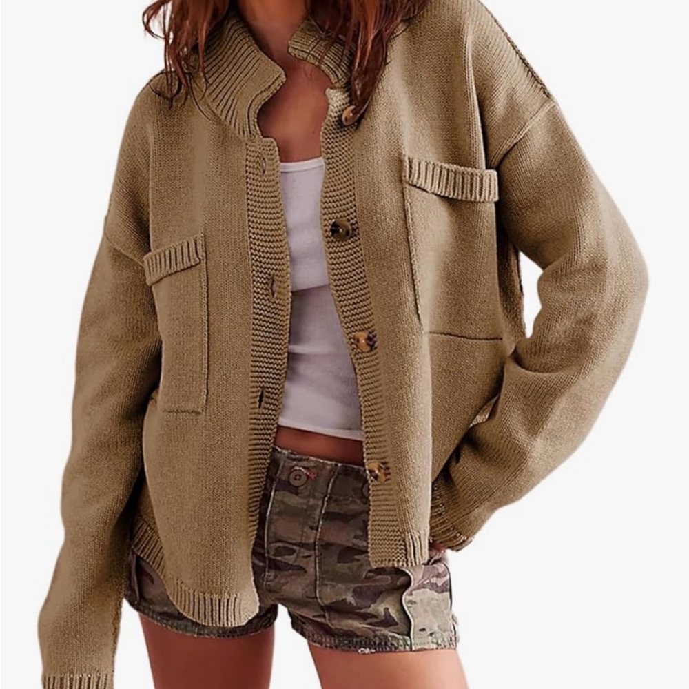 Hathne Cardigan Sweater for Women Trendy Open Front Button Short Cardigan/Jacket